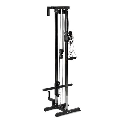 Titan Fitness 84.5" Tall Wall Mounted Pulley Tower, 350 LB Capacity Plate-Loaded Cable Machine, Adjustable Trolly Height, Standard & Olympic Plate Compatibility, Dual D-Handles Included