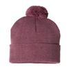 Sportsman Pom-Pom 12" Knit Beanie One Size Heather Cardinal view 1