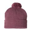 Sportsman Pom-Pom 12" Knit Beanie One Size Heather Cardinal view 2