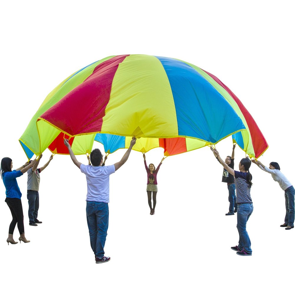 Sonyabecca Parachute, Play Parachute 24ft with 16 Handles for Kids Cooperation Group Play