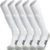 APTESOL Youth Soccer Socks Kids Knee High Team Sport Cushion Sock Women Men Long Tube Cotton Athletic Compression Socks (5-Pair White-A,Medium) view 1