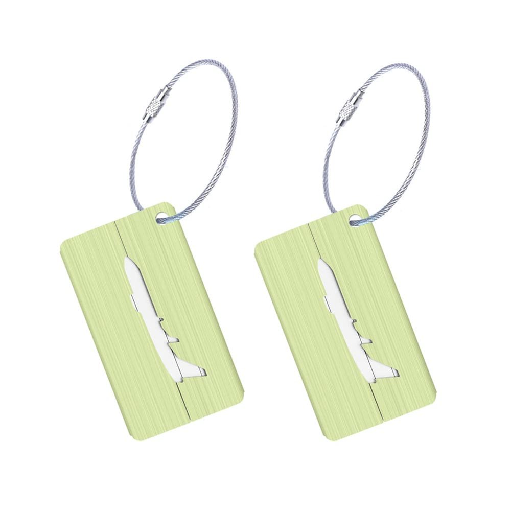 AKOAK 2-Pack Metal Luggage Tags, Square Engravable Suitcase ID Tag for Air Travel, Personalized Aluminum Alloy Bag Nameplate with Stainless Steel Loop, Quick Identification Travel Essentials (Green)