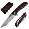 ALBATROSS 7" Ball Bearing Assisted Opening Pocket Knife - Red Sandalwood Handle & Modern Damascus Steel Blade - Premium Folding Knife with Gift Box - HGDK023 view 1