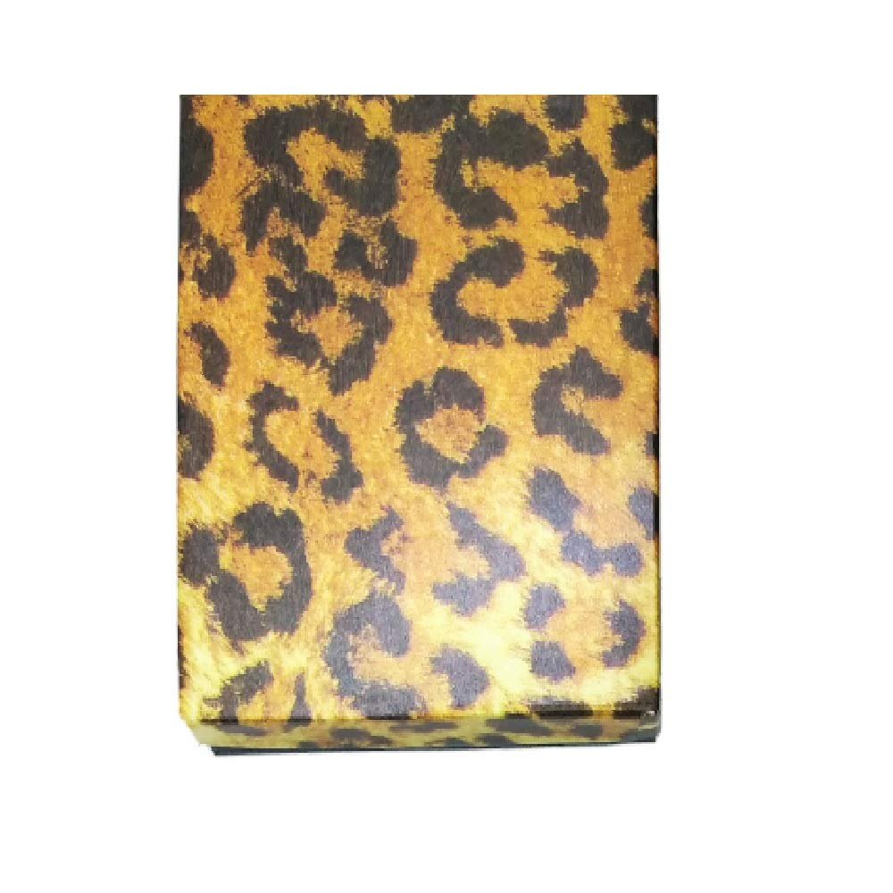 888 Display - Pack of 50 Boxes of 2 1/8" x 1 5/8" x 3/4" H Leopard Print Cotton Filled Jewelry Boxes