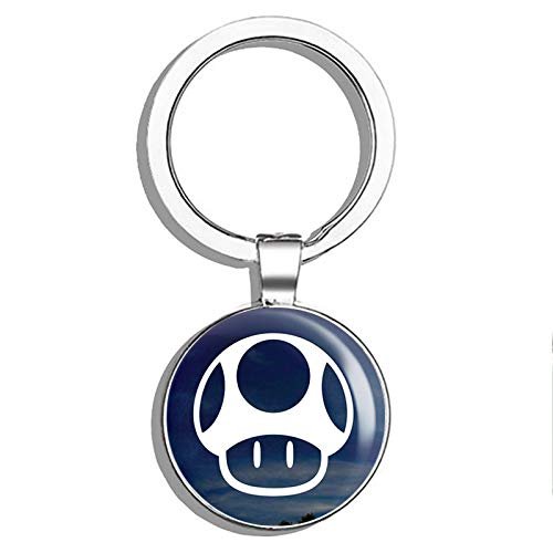 Mario Brothers 1up Mushroom Car Window White Vinyl Double Sided Stainless Steel Keychain Key Ring Chain Holder Car/Key Finder