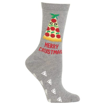 Hot Sox Womens Merry Crustmas Non Skid Socks 1 Pair, Grey Heather, Womens 9-11