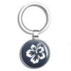 Hibiscus Flower - Hawaiian Premium White Vinyl Double Sided Stainless Steel Keychain Key Ring Chain Holder Car/Key Finder view 1