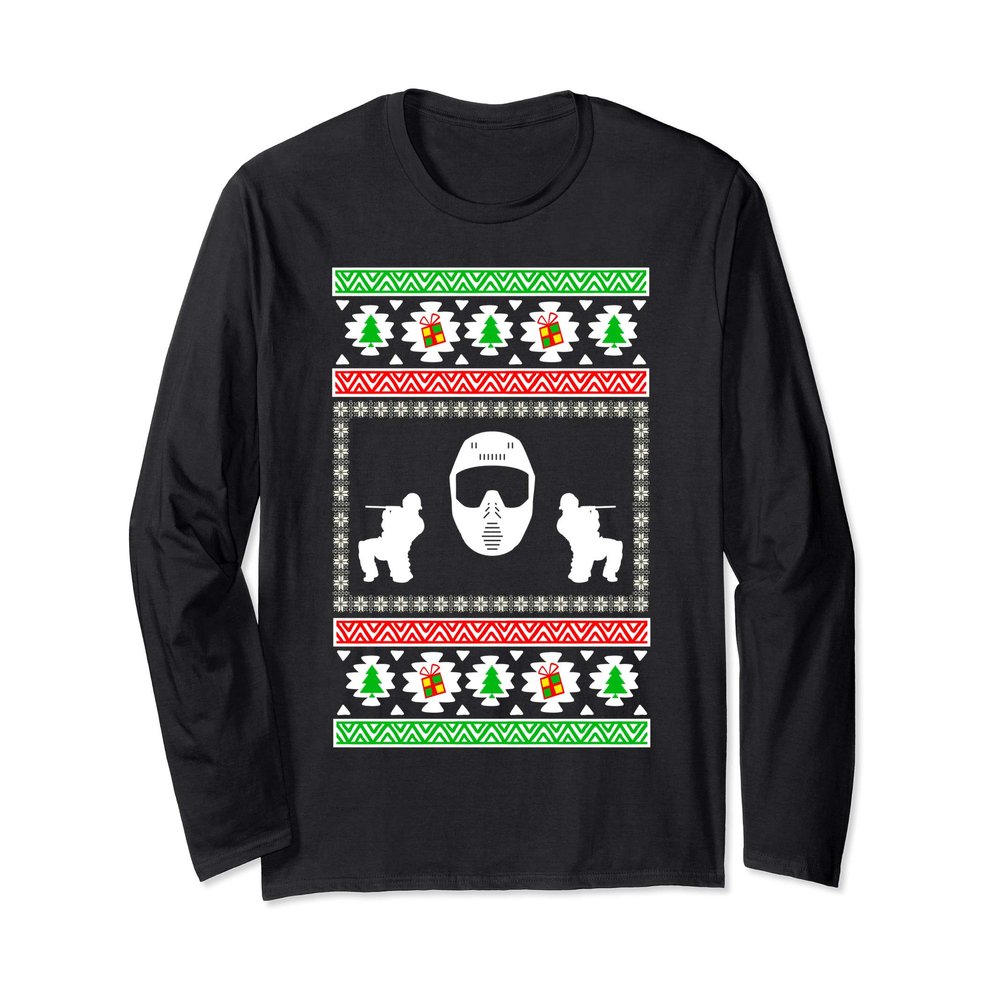Airsoft player ugly christmas gift for son dad Long Sleeve T-Shirt