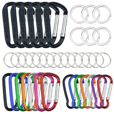 20 Pack Carabiners Clips with Keychain D Ring Caribeaner Clip Hook for Backpack Water Bottle Key Home RV Outdoor Small Item (3 Style)