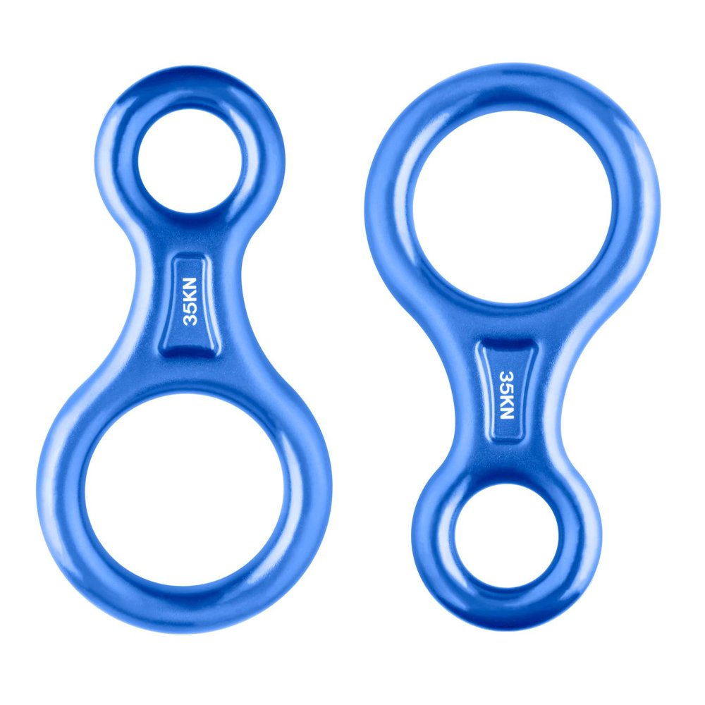 Azarxis Climbing Rescue Figure 8 Descender Rigging Plate Heavy Duty & Large & High Strength Rappel Device Equipment for Rappelling, Belaying, Tree Climbing, Aerial Silks Rigging (Blue - Pack of 2)