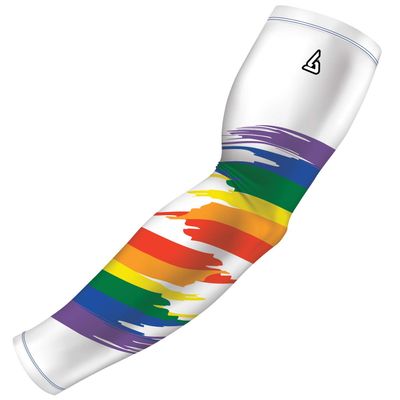 B-Driven Sports Pro-Fit Compression Arm Sleeve for Baseball, Basketball, Football - Muscle-Tendon, Bruising Reduction - Athletic, Men, Women, Youth, Kids - Rainbow XXS (YSTD) - 1 Pc