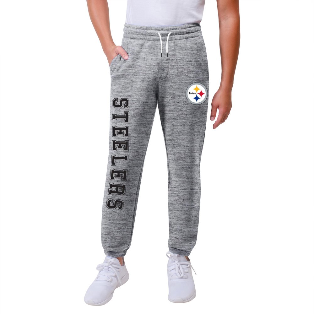 Ultra Game NFL Official Youth Super Soft Game Day Jogger Sweatpants, Pittsburgh Steelers, Heather Gray, 10-12