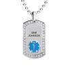 Divoti Pure Titanium Medical Alert Necklace for Women, Custom Engraved Supreme Dog Tag Medical ID Necklace-28' Ball/Light Blue view 1
