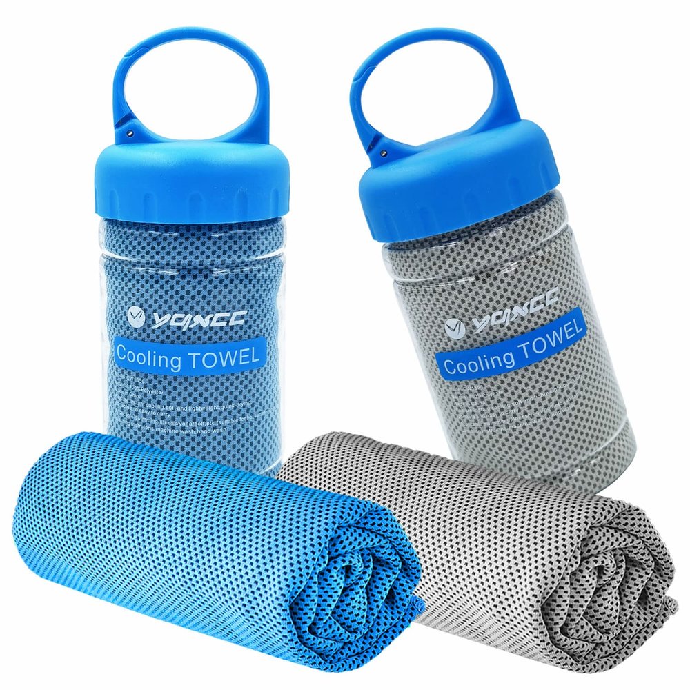 YQXCC Cooling Towel | 2 Pack 47"x12" | Ice Cool for Neck | Soft Breathable Microfiber Chilly | for Yoga, Golf, Gym, Camping, Running, Workout & More Activities