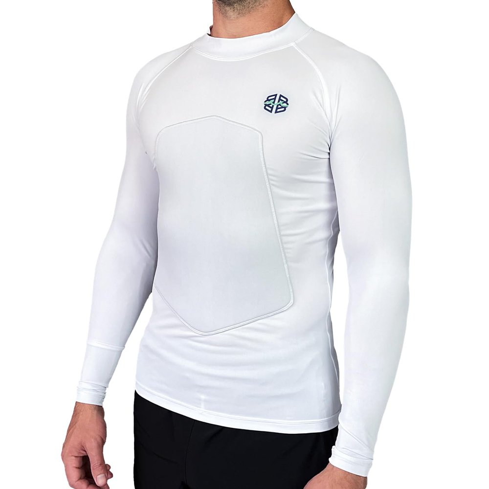 RIBBY SPF 50+ 5mm Padded Rash Guard for Surfing, Boogie, Scuba White