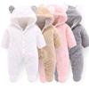 Tianhaik Baby Boy Girl Cute Bear Fleece Hooded Romper Snowsuit Infant Warm Fleece Jumpsuit view 1