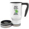 Just a girl who loves basketball 17 oz stainless steel travel mug (Green) view 3
