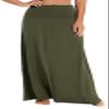 EXCHIC Women's Boho Flod Over Long Maxi Skirt Elastic High Waisted Long Skirts for Women (Army Green, Small) view 1