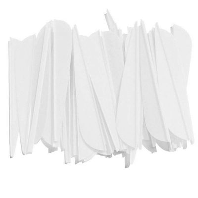 50pcs Archery Arrow Feathers Rubber Arrow Fletching 3inch Plastic Arrow Vanes Fletches for Hunting DIY Arrows (White)