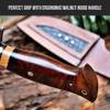 BIGCAT ROAR Wild Tiger - Handmade Damascus Steel Fixed Blade Knife 10" - Walnut Wood Handle & Leather Sheath - Bushcraft, Outdoor Camping, Skinning & Survival EDC Knife - Collector Hunter Men Gifts view 4