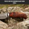 BIGCAT ROAR Bear Hunter - Handmade Damascus Steel Fixed Blade Knife 10" - Walnut Wood Handle & Leather Sheath - Bushcraft Outdoor Camping Skinning & Survival EDC Knife - Collector Hunter Gifts for Men view 4