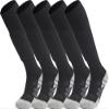 APTESOL Youth Soccer Socks Kids Knee High Team Sport Cushion Sock Women Men Long Tube Cotton Athletic Compression Socks (5-Pair Black-A,Medium) view 1