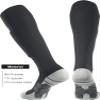 APTESOL Youth Soccer Socks Kids Knee High Team Sport Cushion Sock Women Men Long Tube Cotton Athletic Compression Socks (5-Pair Black-A,Medium) view 3