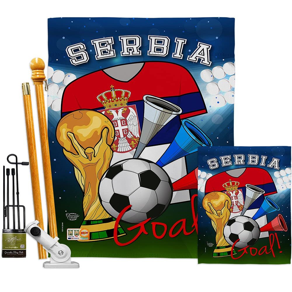World Cup Serbia Flags Serbian Banner Wall Art Flag Poles For Outside House Stand Outdoor Decorations Garden Tapestry Yard Signs FIFA Gifts Sports Fan Trophy Soccer Game Football Made In USA