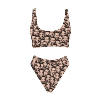 Custom Multi Face Womens Sport Top & High-Waisted Bikini Swimsuit Swimwear 2 Pcs XL