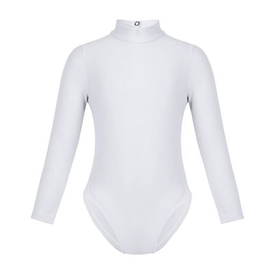 Moily Girls High Mock Neck Long Sleeve Ballet Dance Leotard Gymnastics Unitard Sports Top White 8-10