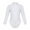 Moily Girls High Mock Neck Long Sleeve Ballet Dance Leotard Gymnastics Unitard Sports Top White 8-10 view 1