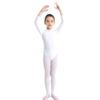 Moily Girls High Mock Neck Long Sleeve Ballet Dance Leotard Gymnastics Unitard Sports Top White 8-10 view 3