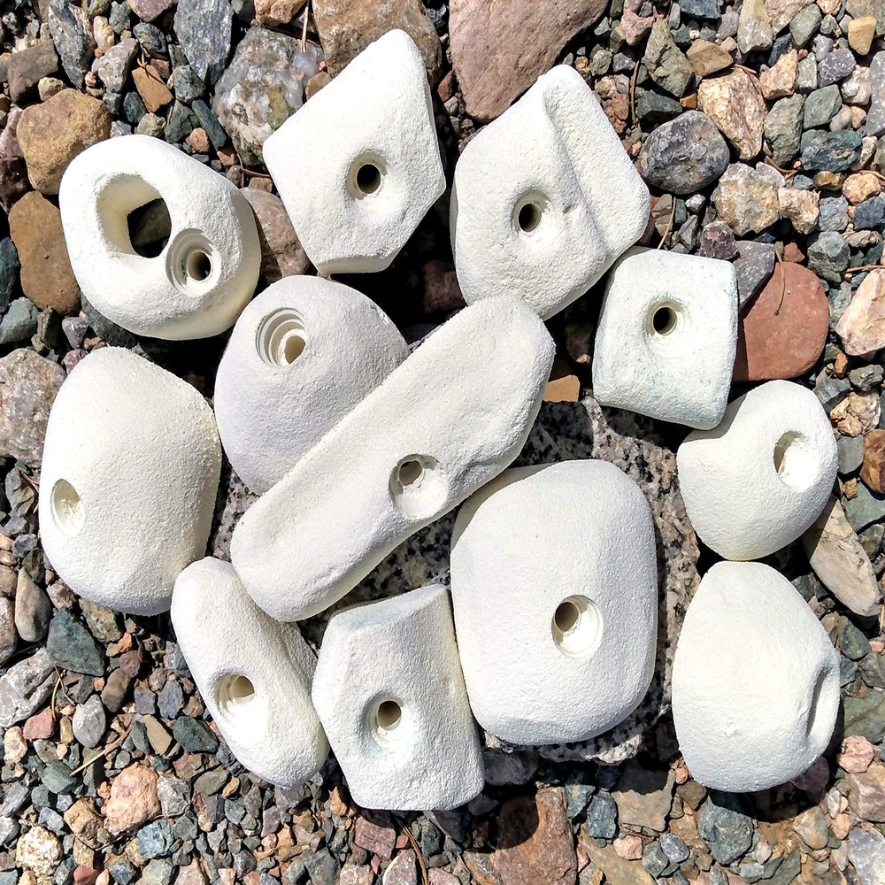 Climbing Holds Pack- 12 Large Bolt-on Holds with Various Difficulty (White)