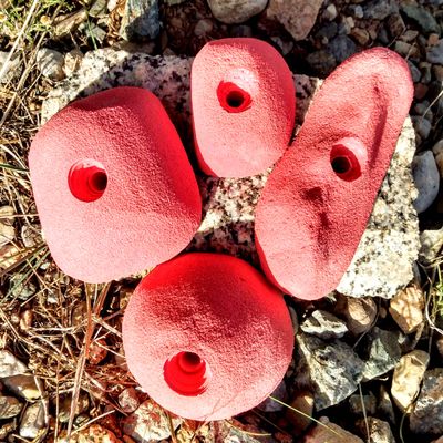 Climbing Holds Pack- 4 Large Bolt-on Holds with Various Difficulty (red)