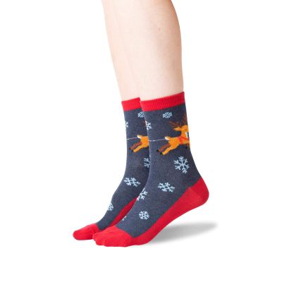 Hot Sox Womens Sleigh What Non Skid Socks 1 Pair, Denim Heather, Womens 9-11