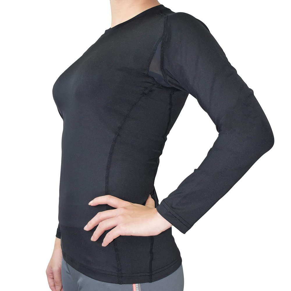 Vital Salveo-Germanium Women Athletic Compression Long Sleeve T-Shirts Cool Dry for Sports wear (Medium) Black