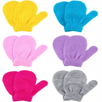 Boao 6 Pairs Toddler Mittens Kids Winter Knit Gloves Stretch Mittens for kids Toddler Boys Girls(Pink, Rosy, Yellow, Blue, Purple, Gray)