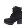 Soda Single Lug Sole Chunky Heel Combat Ankle Boot Lace up w/Side Zipper (Black (Nubuck), 8.5) view 1