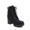 Soda Single Lug Sole Chunky Heel Combat Ankle Boot Lace up w/Side Zipper (Black (Nubuck), 8.5) view 2