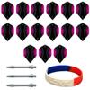 Pentathlon 5 Sets of 3 (15 Total Flights) HD150 Standard Dart Flights Extra Thick and Durable Plus 1 Set of 3 Short Silver Aluminum Dart shafts & Bracelet (Magenta) view 1