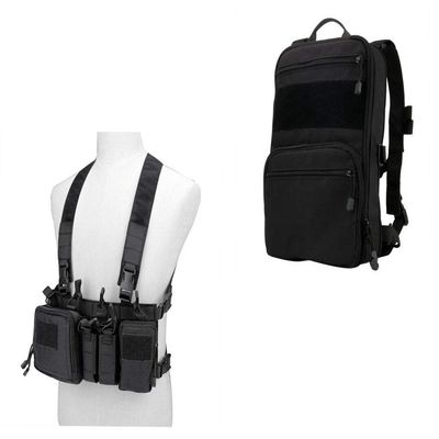 OAREA Tactical Chest Rig Vest + MOLLE Military Backpack for Airsoft Shooting Wargame Paintball