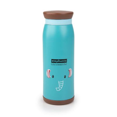 500ml Kids Leakproof Travel Water Bottle School Out Door Camping Hiking, Vacuum Insulated Stainless Steel, Hot Cold Modern Double Walled, Thermo Mug, Hydro Metal Canteen (Tiffany-Elephant)