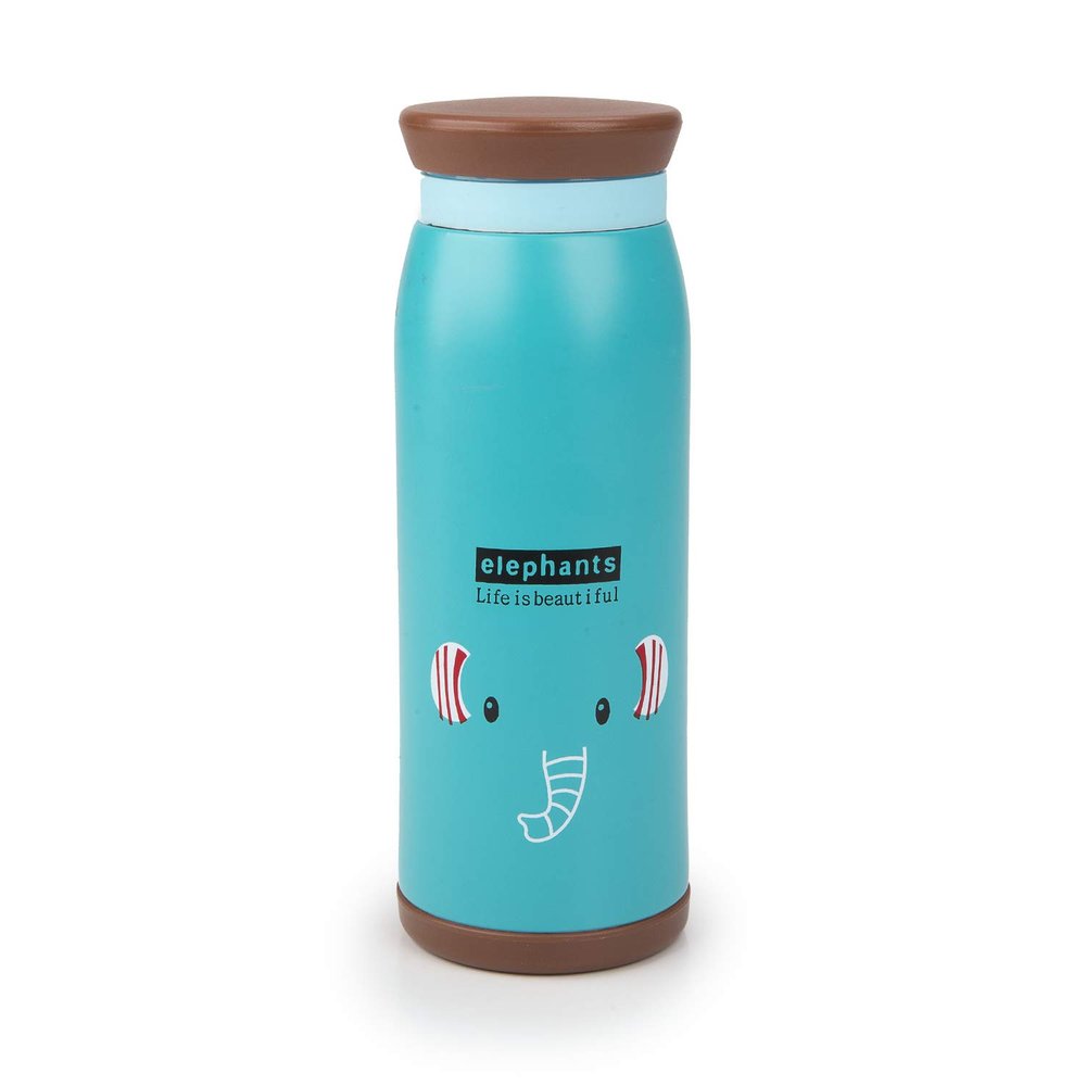 500ml Kids Leakproof Travel Water Bottle School Out Door Camping Hiking, Vacuum Insulated Stainless Steel, Hot Cold Modern Double Walled, Thermo Mug, Hydro Metal Canteen (Tiffany-Elephant)