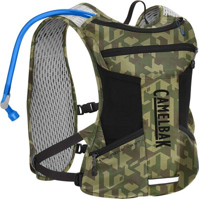 Chase Bike Vest - Faster Water Flow Rate - Front Harness Pockets - 3D Vent Mesh - Dual Adjustable Sternum Straps - 50 oz, Camelflage