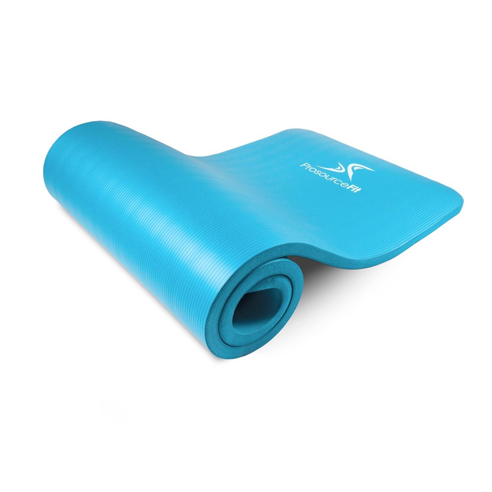 ProsourceFit Extra Thick Yoga and Pilates Mat (13mm) or 1" (25mm), 71-inch Long High Density Exercise Mat with Comfort Foam and Carrying Strap, Aqua