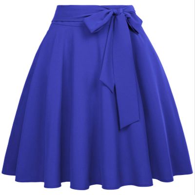 Belle Poque Womens Skirts Below The Knee Length Blue High Waisted Skirts with Pockets Size L