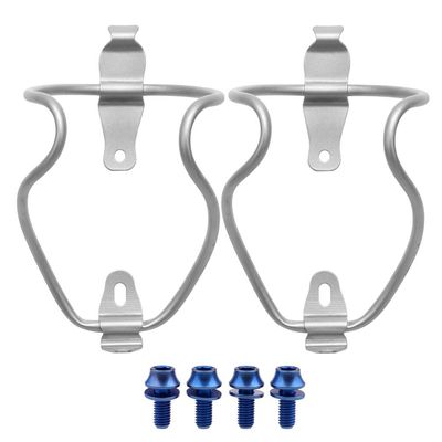 Yaruijia Titanium Alloy Bicycle Water Bottle Cages Lightweight Mountain Bike Cup Holder with M5x12mm Ti Bolt Pack of 2 (Blue Bolt)