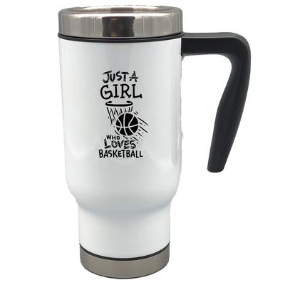 Just a girl who loves basketball 17 oz stainless steel travel mug (Black)