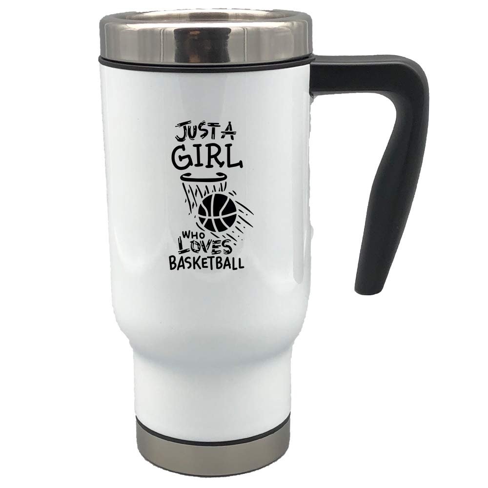 Just a girl who loves basketball 17 oz stainless steel travel mug (Black)