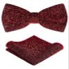 TIE G Men's Glitter Velvet Bow Tie + Pocket Square Set in Gift Box for Wedding, Party : Glittering Effects, Unisex Design (Twinkling Wine) view 1